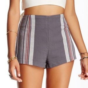 Free People gray striped high waisted shorts